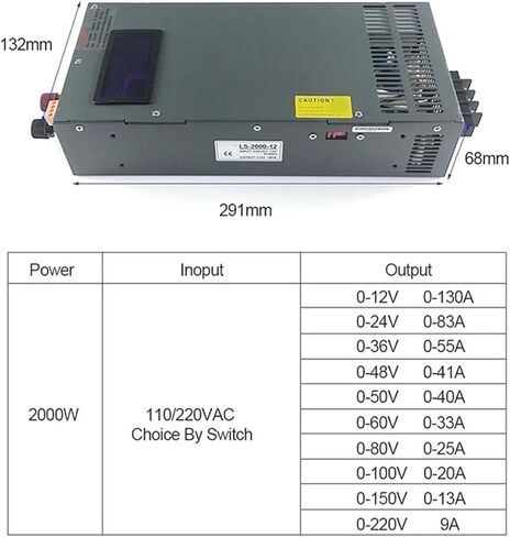 2000W STANTING REVINCING SUVENT مع عرض AC 220V/110V إلى DC 12V 24V 36V 48V 60V 72V 80V 90V 100V 220V 300V (220V ، 0-100V 20A) in Kuwait