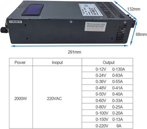 2000W Switching Power Supply with Or Unitained AC-DC0-12V 13.8V 24V 36V 48V 60V 72V 80V 100V 150V 220V 300V 350V (220V-0-350V 0-5.7A) in Saudi Arabia