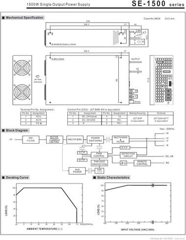 SE-1500 SE-1500-5 SE-1500-12 SE-1500-15 SE-1500-24 SE-1500-27 SE-1500-48 1500 1500W Power Supply(SE-1500-48) in Kuwait