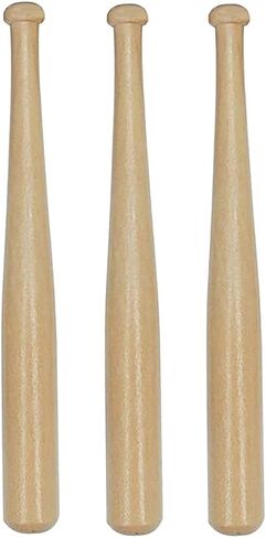 3 Pcs 150mm Mini Baseball Bats Unfinished Small Wooden Bats Wood Baseball Bats Baseball Softball Stand Display with Wooden Ring for Painting DIY Craft Projects in Saudi Arabia