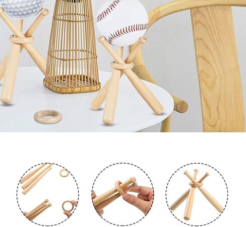 3 Pcs 150mm Mini Baseball Bats Unfinished Small Wooden Bats Wood Baseball Bats Baseball Softball Stand Display with Wooden Ring for Painting DIY Craft Projects in Saudi Arabia