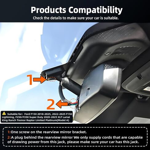 4K Dash Cam for Ford F150/F250, Factory-Style Seamless Dash Camera for Cars, Night Vision with 150° Wide Angle, Loop Recording, G-Sensor, App Control, Easy to Install, Plug and Go, 128GB Card in Kuwait