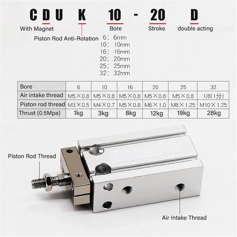 1PCS CDUK20 25 مضاد للدوران MINI MUBLE MOUNT PNEUMATIC BORE 20 25MM المدمج في MAGNE Double Micro Micro Cylinder (CDUK25X50D) in Kuwait
