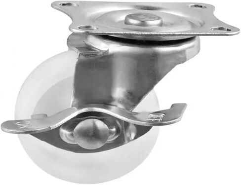 5 Pieces/lot 2.5 inch casters with Brake White PP Flat Edge Movable Wheel wear-Resistant Nylon Rotating Roller in Saudi Arabia
