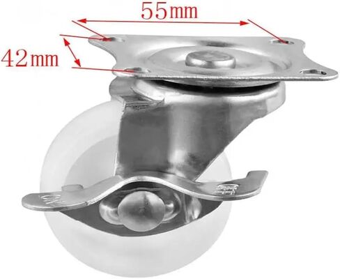 5 Pieces/lot 2.5 inch casters with Brake White PP Flat Edge Movable Wheel wear-Resistant Nylon Rotating Roller in Saudi Arabia
