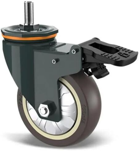 1 Piece 3 inch M10/M12/M14/M16/M20 Screw Universal Wheel with Brake Rubber Shaft Caster Pulley Silent Machine Single(M12- Universal Wheel) in Saudi Arabia