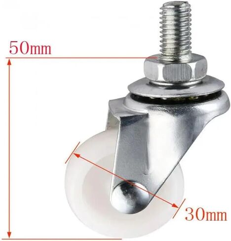 4 قطع/عجلات دفعات 1.25 بوصة بيضاء PP برغي عالمي العجلة M8 * 15 الأسنان نايلون عجلات متحركة مقاومة للارتداء in Kuwait