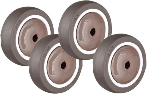 Pack of 4 4-inch Brown Reinforced Single casters TPE Rubber Wheels wear-Resistant Silent Accessories Pulleys in Saudi Arabia