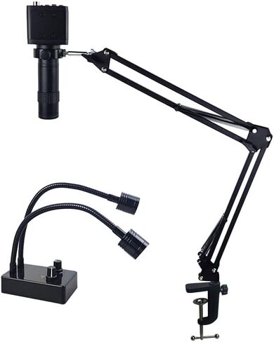 ذراع مجهر قابل للتعديل 130X Zoom C Mount Lens Camera Light ، 48 ميجا بايت 4K 1080p HDMI USB الكاميرا الرقمية المجهر الصناعي مجهر إصلاح الحامل Clamp (مجموعة 48 ميجابكسل) in Kuwait