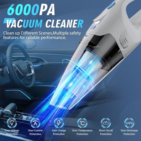 Handheld Vacuum Cordless, Hand Vacuum Cordless Rechargeable with LED Light/Multi Accessories,1.6lbs Car Portable Vacuum Cleaner for Pet Hair, Home, Car, Office in Saudi Arabia