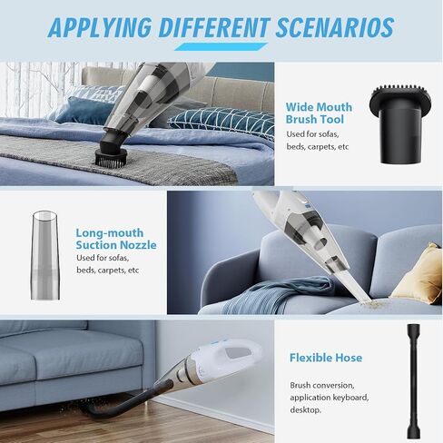 Handheld Vacuum Cordless, Hand Vacuum Cordless Rechargeable with LED Light/Multi Accessories,1.6lbs Car Portable Vacuum Cleaner for Pet Hair, Home, Car, Office in Saudi Arabia