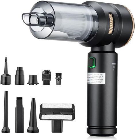 Cordless Car Carum Lightweight ، 18000PA شفط الطاقة العالي والمنفاخ ، المكنسة الكهربائية المحمولة للمنزل والسيارة ومكتب مكتب ولوحات المفاتيح والبحرية الأسود in Saudi Arabia