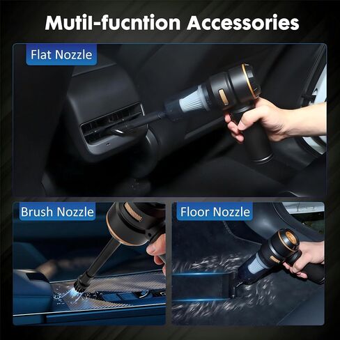 Cordless Car Carum Lightweight ، 18000PA شفط الطاقة العالي والمنفاخ ، المكنسة الكهربائية المحمولة للمنزل والسيارة ومكتب مكتب ولوحات المفاتيح والبحرية الأسود in Saudi Arabia