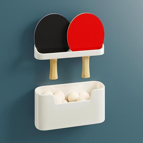 مكافآت مثبتة على الحائط رف Pingpong Paddles رف تخزين مع مربع الكرات شاشة عمودية محمولة أنيقة لمرآب غرفة اللعبة in Saudi Arabia