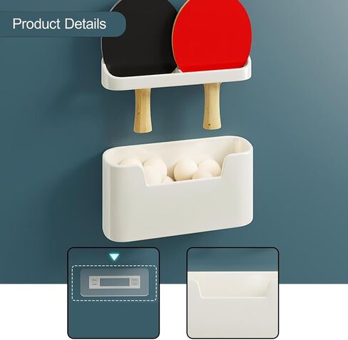 مكافآت مثبتة على الحائط رف Pingpong Paddles رف تخزين مع مربع الكرات شاشة عمودية محمولة أنيقة لمرآب غرفة اللعبة in Kuwait