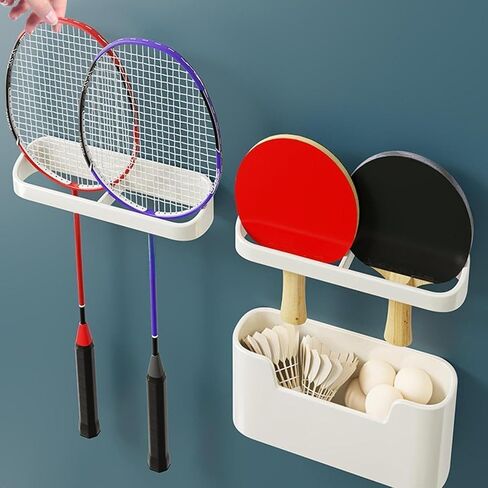 مكافآت مثبتة على الحائط رف Pingpong Paddles رف تخزين مع مربع الكرات شاشة عمودية محمولة أنيقة لمرآب غرفة اللعبة in Saudi Arabia