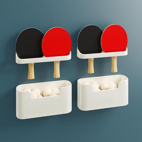 مكافآت مثبتة على الحائط رف Pingpong Paddles رف تخزين مع مربع الكرات شاشة عمودية محمولة أنيقة لمرآب غرفة اللعبة in Kuwait