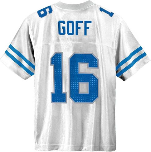Jared Goff Detroit Lions White #16 NFL Kids Youth 4-20 Name and Number Away Player Football Jersey in Saudi Arabia
