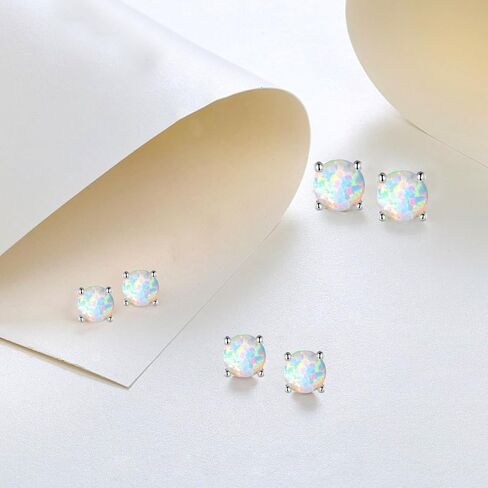 3 حزمة مجموعة أقراط أوبال مسمار للنساء Hypoallergenic 18K الذهب المطلي بالمجوهرات أوبال أقراط لعيد الأم in Saudi Arabia