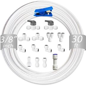 NSF 1/4" inch Water Line Tubing and Push to Connect Fittings for Reverse Osmosis Water Filter RO fittings,14 pcs connetors+30 feet 1/4" O.D. (6.4mm) water tubing. in Saudi Arabia