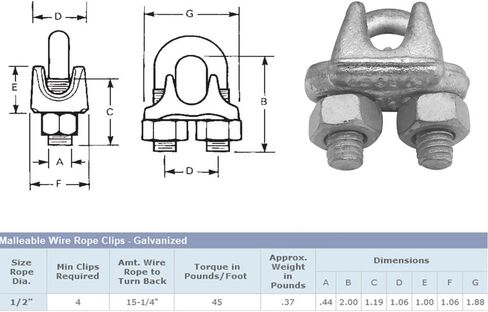 Prolinemax 10 PC 1/2 "Marine Golvanized Drop Forged Wire Clamp Clamp Clamp in Kuwait