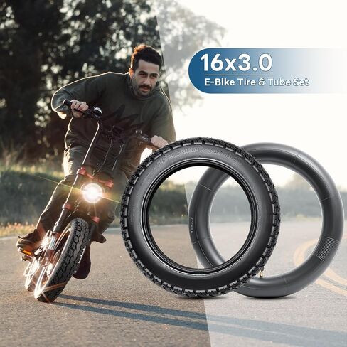 16x3.0/79-305 إطار وأنبوب الدراجة ، 16 × 3.0 أنبوب الإطارات مع جذع الصمام الزاوية ، إطارات 16x3.0 متوافقة مع الدراجات الإلكترونية الدراجات البخارية الكهربائية Pitbike دراجة نارية الدراجة الترابية trike ودراجة طية (مجموعتين) in Saudi Arabia