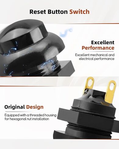 Waterproof 12MM Reset Button Switch, 2-Pin, Black, Replacement 21649 in Saudi Arabia
