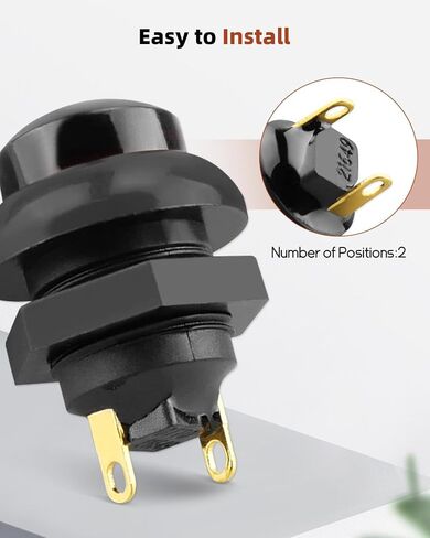 Waterproof 12MM Reset Button Switch, 2-Pin, Black, Replacement 21649 in Saudi Arabia