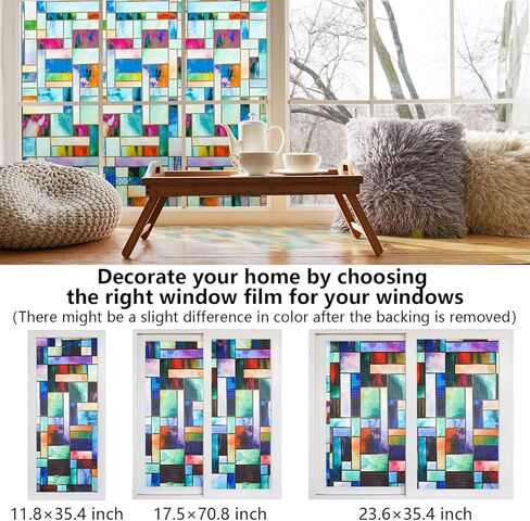 فيلم نافذة زجاجية ملون من Wadile ، 17.5 × 70.87 بوصة ، فيلم خصوصية ثلاثي الأبعاد مزخرف مع أدوات التثبيت ، وملفات استاتيكية غير ملصقة ، حجب الشمس والتحكم في الحرارة (أوراق الفسيفساء) in Kuwait