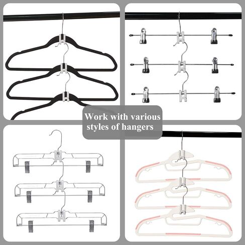 Clothes Hanger Connector Hooks, Mini Cascading Hanger Hooks for Velvet Huggable Hangers, Heavy Duty Space Saving for Closet 60 Pcs Black in Saudi Arabia