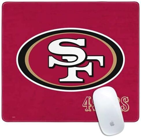 Pad Skinit Small Gaming Mouse - San Francisco 49ers مرخص رسميًا من التصميم المتعثر مع حواف مخيط ، قاعدة مطاطية مقاومة للماء ، حصيرة مكتب للوحة المفاتيح والماوس ، 12.6 "× 11 بوصة in Saudi Arabia
