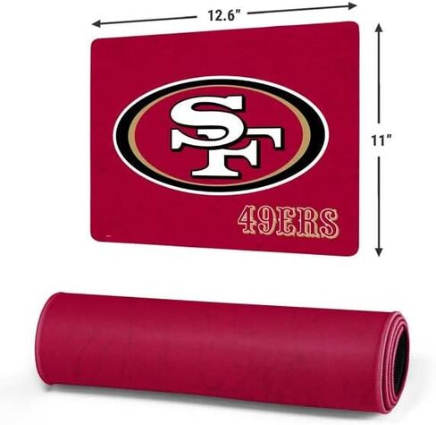 Pad Skinit Small Gaming Mouse - San Francisco 49ers مرخص رسميًا من التصميم المتعثر مع حواف مخيط ، قاعدة مطاطية مقاومة للماء ، حصيرة مكتب للوحة المفاتيح والماوس ، 12.6 "× 11 بوصة in Saudi Arabia