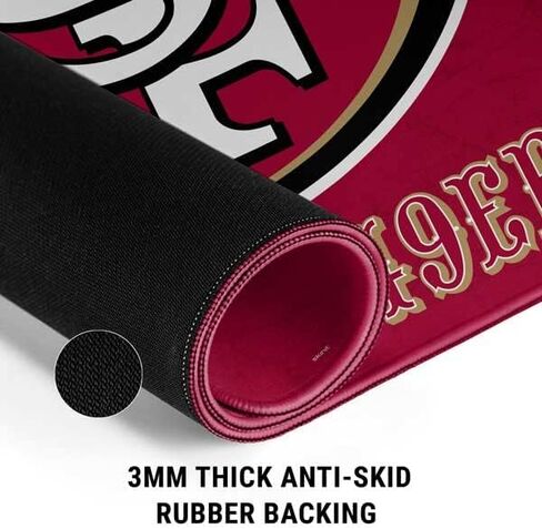 Pad Skinit Small Gaming Mouse - San Francisco 49ers مرخص رسميًا من التصميم المتعثر مع حواف مخيط ، قاعدة مطاطية مقاومة للماء ، حصيرة مكتب للوحة المفاتيح والماوس ، 12.6 "× 11 بوصة in Saudi Arabia