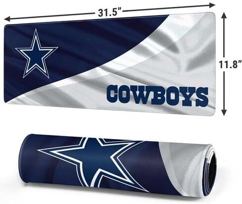 Skinit Small Gaming Mouse Pad - Officially Licensed Dallas Cowboys Design with Stitched Edges, Waterproof, Non-Slip Rubber Base, Desk Mat for Keyboard & Mouse, 12.6" x 11" inches in Saudi Arabia