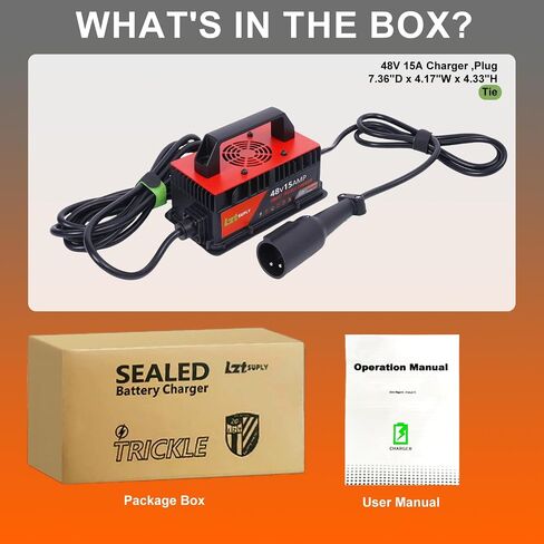 48V 15AMP GOLF CART BATTERCHARCH FOR CLUB CAR ، شاحن مغلق بالكامل مع لوحة تغطية IP67 شواحن ذكية مقاومة للماء لبطاريات 48 فولت في المقدمة (قابس مستدير من 3 أسنان) in Kuwait