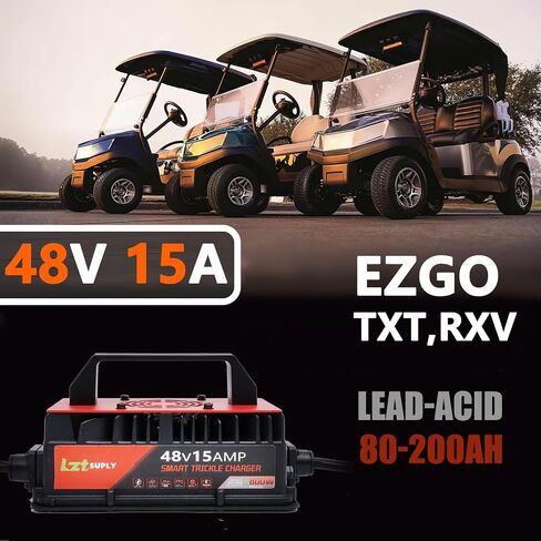 48V 15AMP GOLF CART BATTERCHARCH FOR CLUB CAR ، شاحن مغلق بالكامل مع لوحة تغطية IP67 شواحن ذكية مقاومة للماء لبطاريات 48 فولت في المقدمة (قابس مستدير من 3 أسنان) in Saudi Arabia