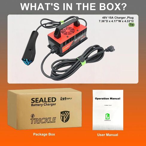 48V 15AMP GOLF CART BATTERCHARCH FOR CLUB CAR ، شاحن مغلق بالكامل مع لوحة تغطية IP67 شواحن ذكية مقاومة للماء لبطاريات 48 فولت في المقدمة (قابس مستدير من 3 أسنان) in Saudi Arabia