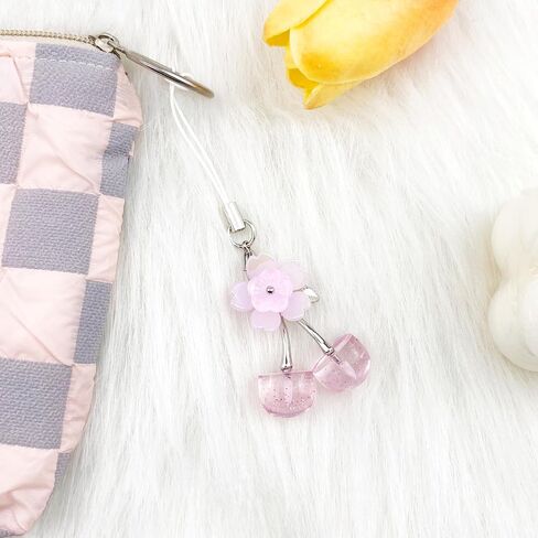 Cute Phone Charm Y2K Cell Phone Charms Aesthetic Pink Bow Keychain Star Accessories for Cellphone Airpods Camera Pendants Decor in Saudi Arabia