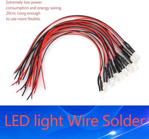 10PCS 12V 3mm LED Light Emitting Diode Flexible Wired Multicolor LED Light Cable 20cm 0.06W Energy Saving, Led Bulbs (white hair) in Saudi Arabia