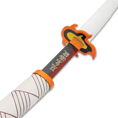 Kyojuro Rengoku Demon Slayer Sword and Scabbard - anime ، شفرة من الفولاذ المقاوم للصدأ ، مقبض ملفوف بالحبال in Saudi Arabia