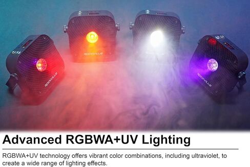 Rockville 4 Pack Mini RF1 V3 Black LED Light Up Light ، RGBWA+UV ، Compact ، App ، Remote ، LCD ، DMX اللاسلكي ، قابل لإعادة الشحن ، مثالي لإضاءة DJ/Party in Kuwait