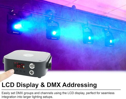Rockville 4 Pack Mini RF1 V3 Black LED Light Up Light ، RGBWA+UV ، Compact ، App ، Remote ، LCD ، DMX اللاسلكي ، قابل لإعادة الشحن ، مثالي لإضاءة DJ/Party in Kuwait