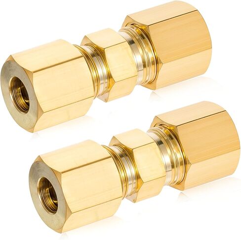 2 PCS Brass Compression Tube Fitting, 1/4 Compression Fitting, 1/4" Od X 1/4" Od Tube Pipe Fitting Connector Refrigerator Water Line Connector in Saudi Arabia