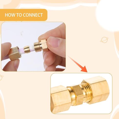 2 PCS Brass Compression Tube Fitting, 1/4 Compression Fitting, 1/4" Od X 1/4" Od Tube Pipe Fitting Connector Refrigerator Water Line Connector in Saudi Arabia