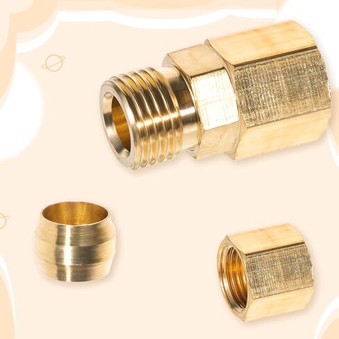 2 PCS Brass Compression Tube Fitting, 1/4 Compression Fitting, 1/4" Od X 1/4" Od Tube Pipe Fitting Connector Refrigerator Water Line Connector in Saudi Arabia