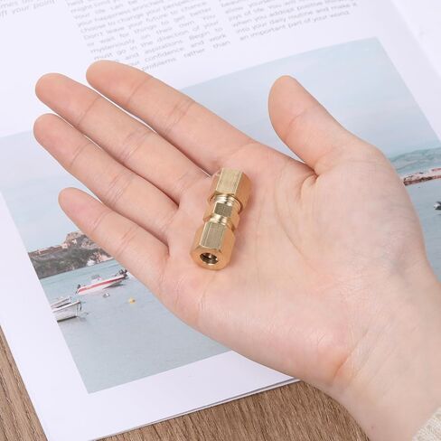 2 PCS Brass Compression Tube Fitting, 1/4 Compression Fitting, 1/4" Od X 1/4" Od Tube Pipe Fitting Connector Refrigerator Water Line Connector in Saudi Arabia