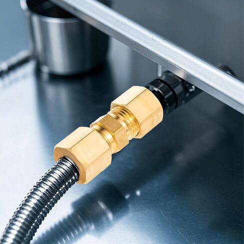 2 PCS Brass Compression Tube Fitting, 1/4 Compression Fitting, 1/4" Od X 1/4" Od Tube Pipe Fitting Connector Refrigerator Water Line Connector in Saudi Arabia