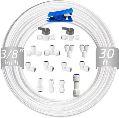 NSF 1/4" inch Water Line Tubing and Push to Connect Fittings for Reverse Osmosis Water Filter RO fittings,14 pcs connetors+30 feet 1/4" O.D. (6.4mm) water tubing. in Saudi Arabia