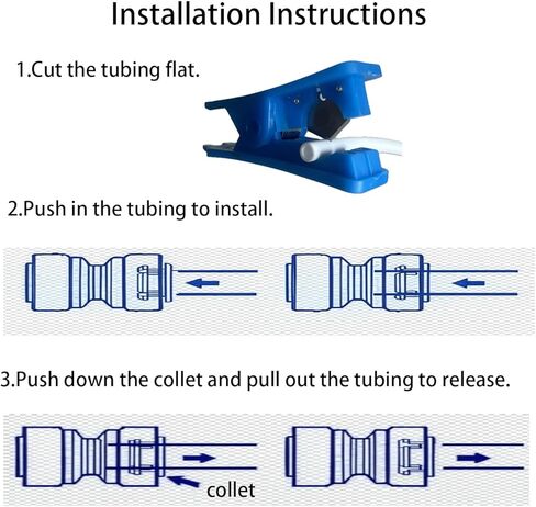NSF 1/4" inch Water Line Tubing and Push to Connect Fittings for Reverse Osmosis Water Filter RO fittings,14 pcs connetors+30 feet 1/4" O.D. (6.4mm) water tubing. in Saudi Arabia