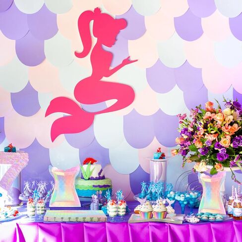 40 Pcs Iridescent Mermaid Party Supplies Set, 20 Clam Shell Plates and 20 Scales Napkins Mermaid Party Decorations Disposable Paper Plates and Napkins Seashell for Birthday (Shell) in Saudi Arabia